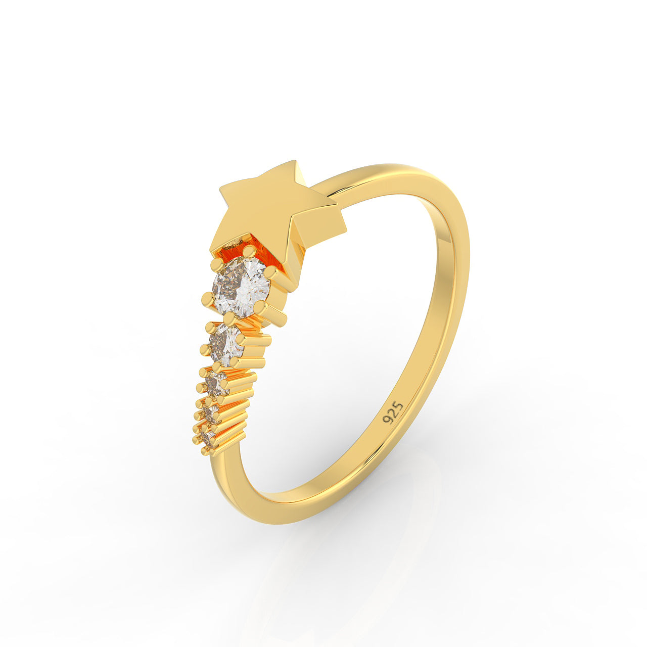 Shining Star Stackable Ring, Hallmarked 925 Sterling Silver - sitabo
